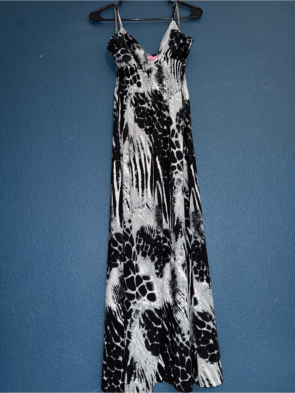 She's Cool Black & White Printed Maxi Dress with Spaghetti Straps
